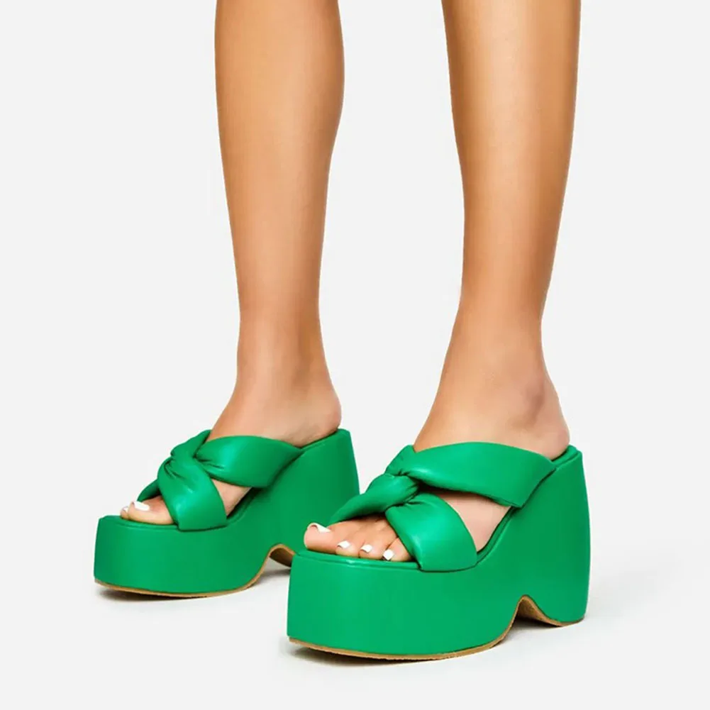 Brand New Ladies Solid Platform Slides Fashion Wedges High Heels Summer women's Slippers 2023 Casual Party Beach Shoes Woman