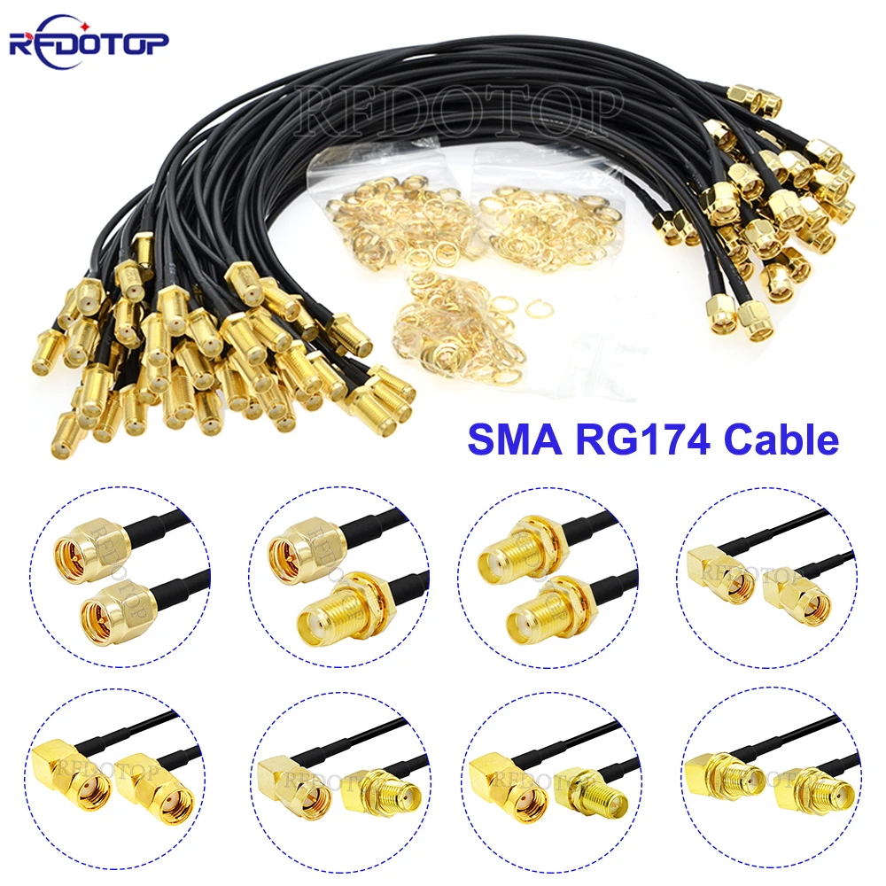 1 Uds RG-174 SMA macho/SMA hembra conector de 90 grados extensión de antena WiFi Cable Coaxial RF coleta para enrutador LAN inalámbrico