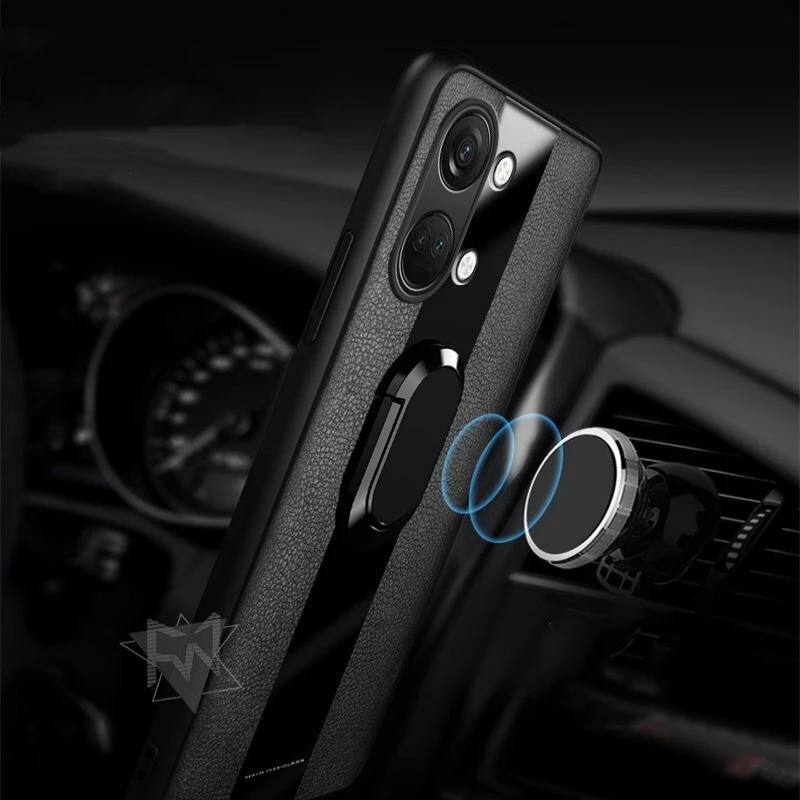 Magnetic Ring Phone Case For OnePlus Nord 3 5G Luxury Leather Cover For One Plus Nord3 Stylish Capa Silicone Shockproof Bumper