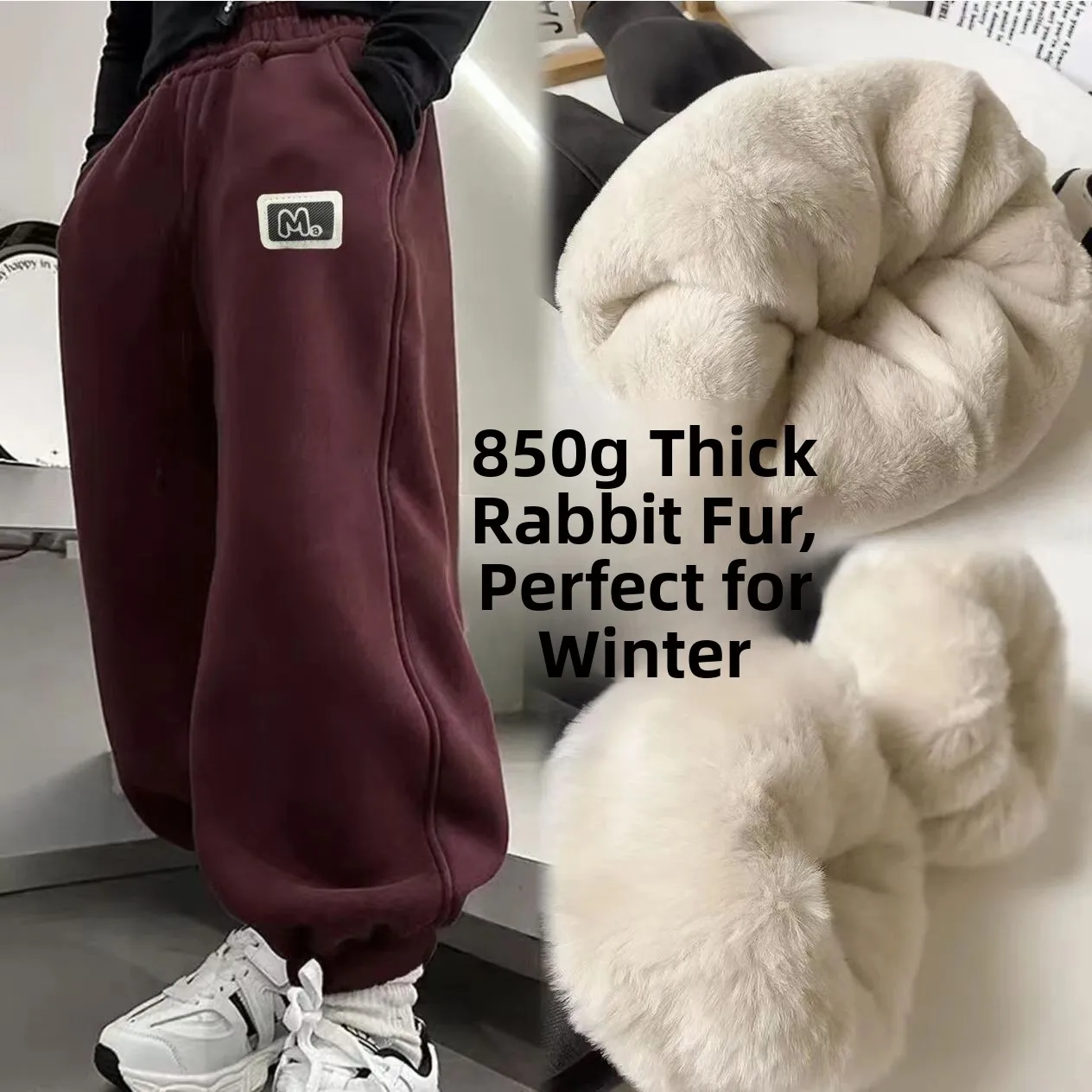 Thickened Cotton Pants for Toddlers Boys Girls Winter Warm Long Trousers Fashionable Outerwear Cuffed High Waist Straight Leg