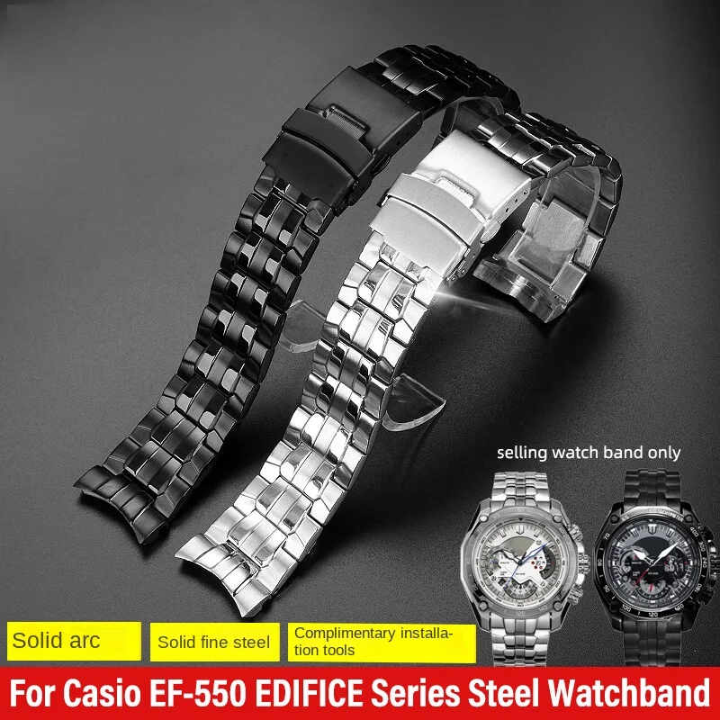 For Casio EF-550 EDIFICE Series EF-550D/PB EF-523 5147 Stainless Steel Watchband Waterproof Silicone Rubber Watch Strap Bracelet