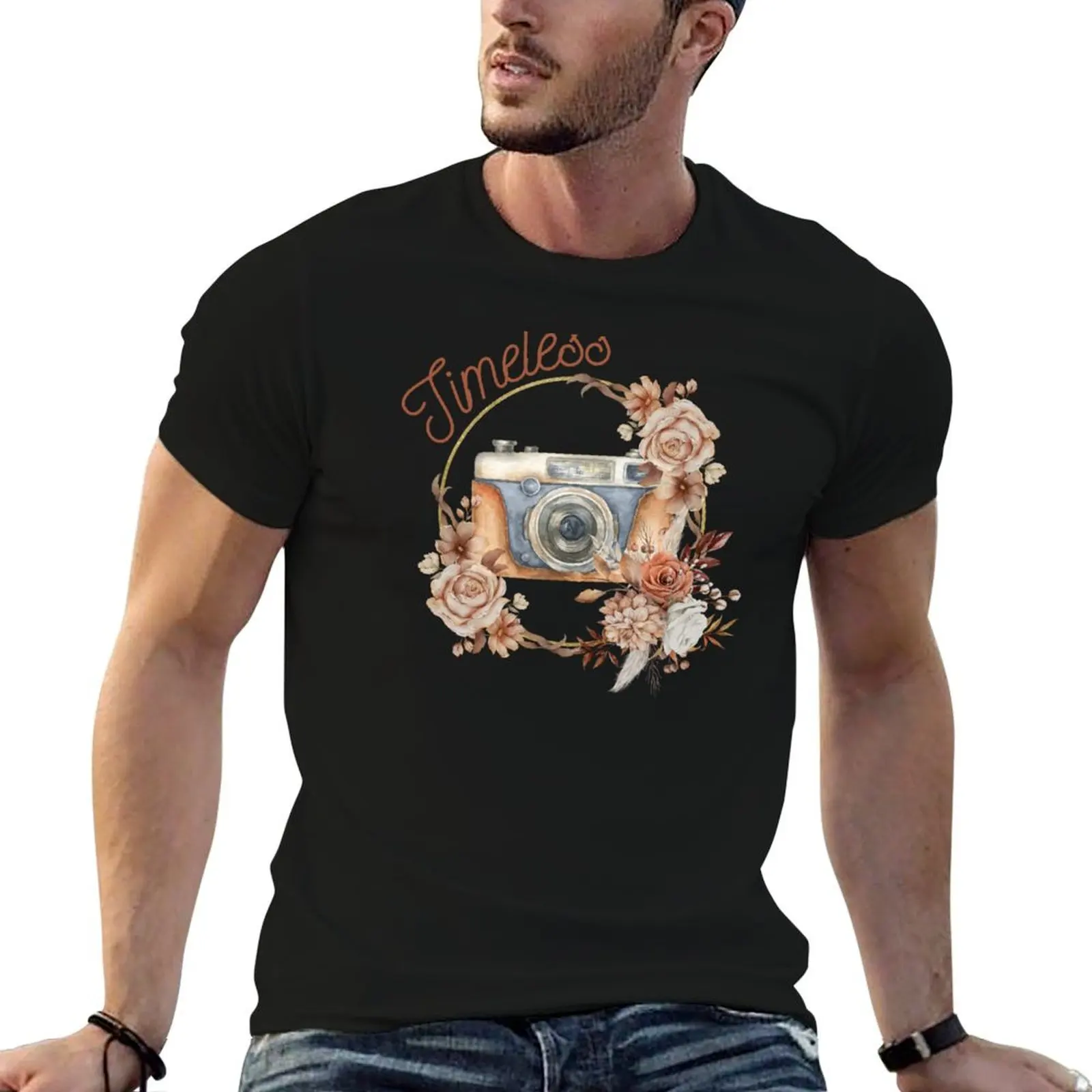 Timeless, photography, flowers . vintage camera, vintage flowers, love photography. Gift for photography. - photographer T-Shirt