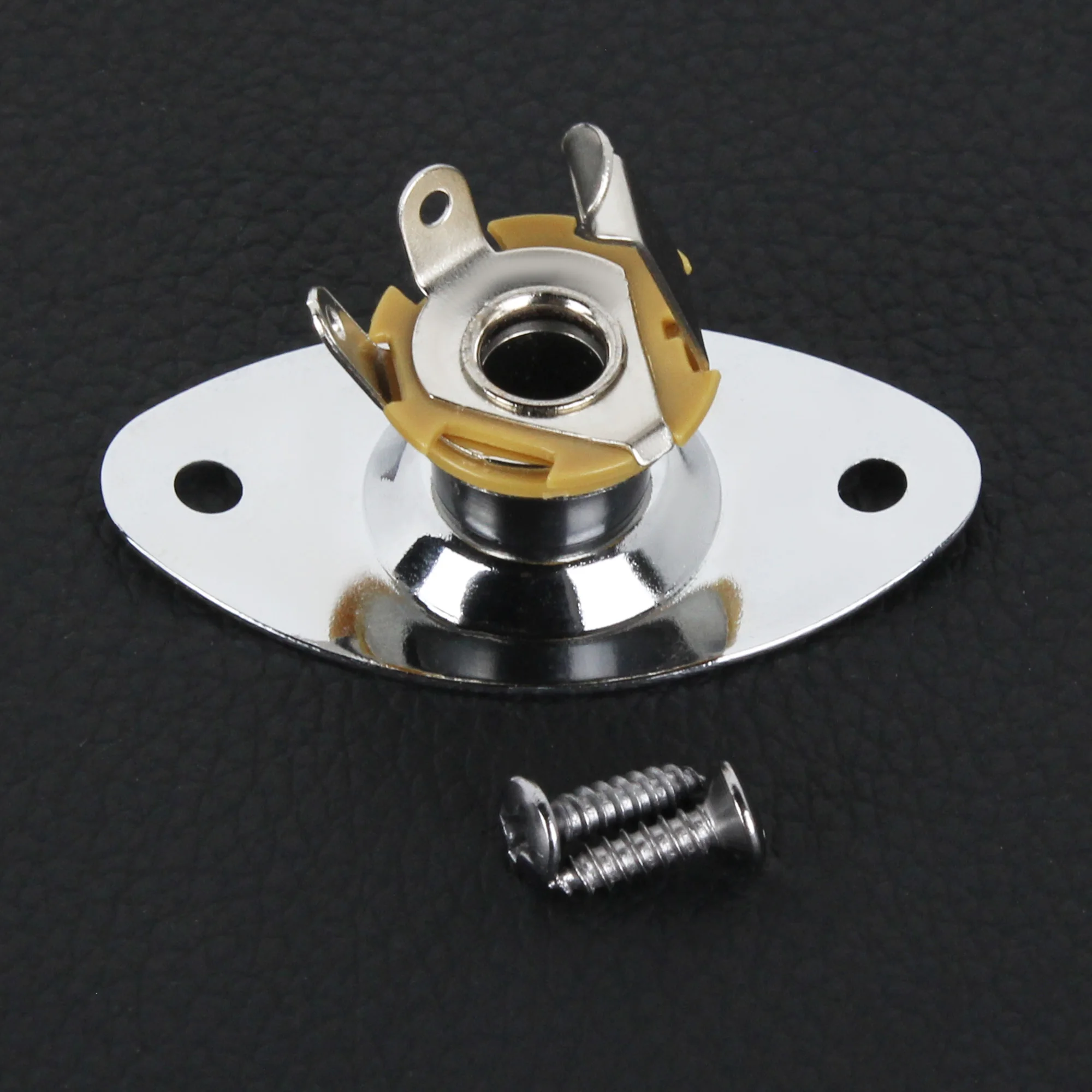 FLEOR 1PCS Oval Guitar Output Jack Socket 1/4'' 6.35mm Mono Jack for Electric Guitar, Chrome/Black view 3