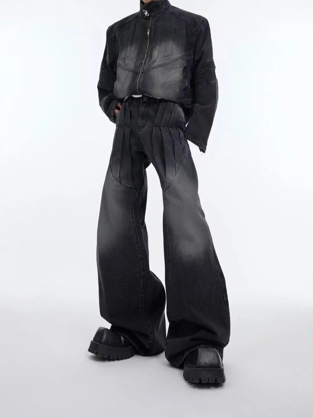 

Уличная одежда в американском стиле, винтажные свободные прямые мужские джинсы с завышенной талией, весенне-осенние длинные брюки с высокой талией