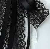 Fashion Black Lace Ribbon Bow Tie Pearl Pendant Brooch Women Shirt Collar Clothes Necktie Decoration Accessories