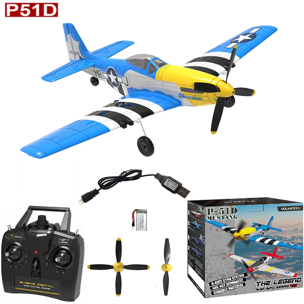 P51D Mustang Aircraft 2.4G 4-Channel Remote Control With Xpilot Stability System Airplane Toy for Children Gift