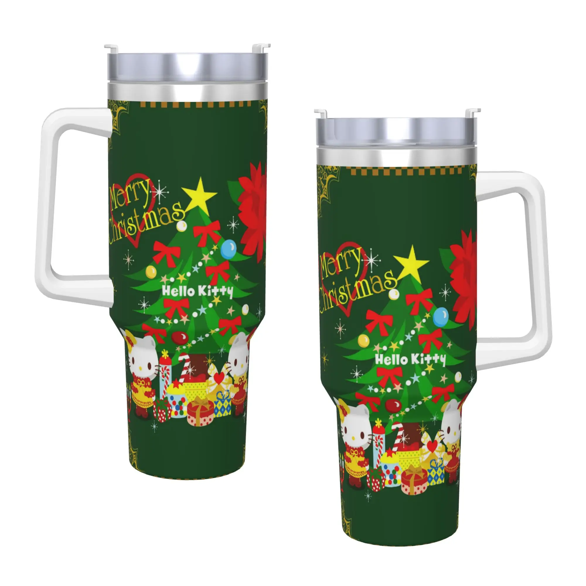 

Hello Kitty christmas Stainless Steel Tumbler With Straws and Lid Large Capacity Car Mugs Cold and Hot Water Bottle
