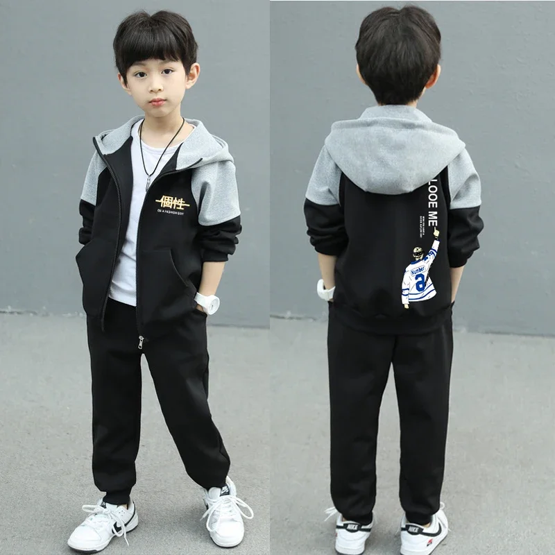 Conjunto de ropa para niño, Sudadera con capucha y pantalones con letras, chándal de 2 piezas, primavera y otoño, novedad de 2024