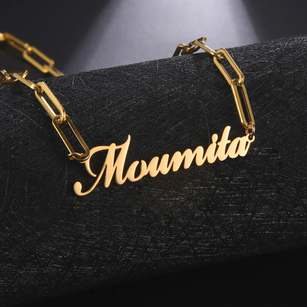 

Sipuris Customized Stainless Steel Name Necklace Personalized Rectangular Pendant Unique Jewelry Gift for Women