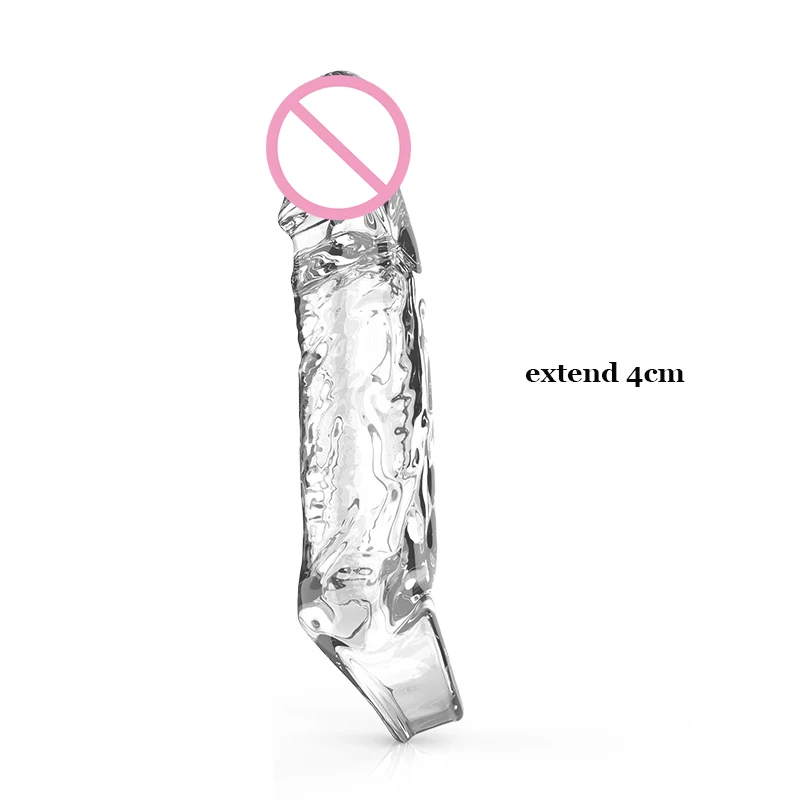 Transparent Penis Extend Sleeve Reusable Condoms Dildo Enhancer Delay Ejaculation Cock Rings Nozzle Sex Toys for Men