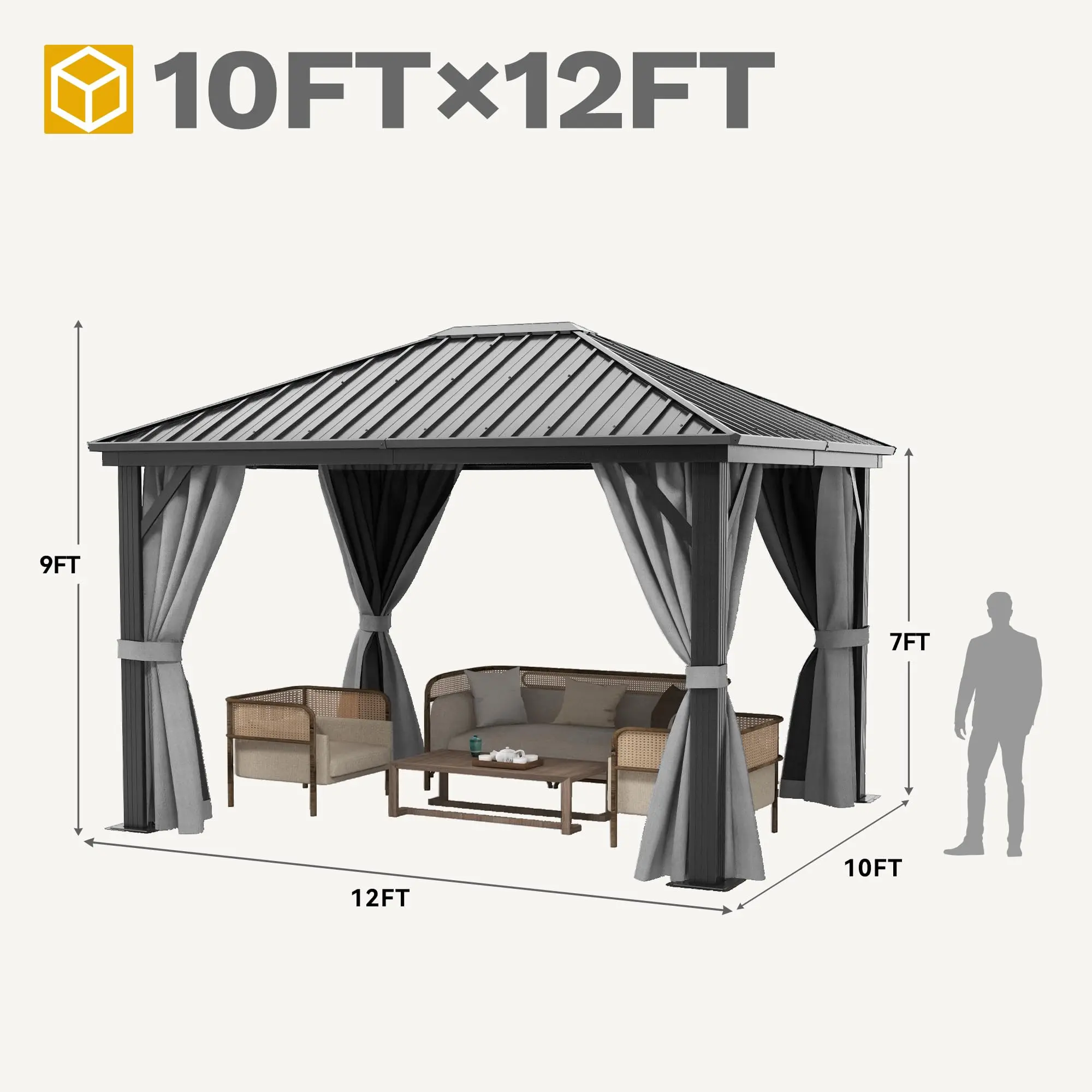 

High Quality White Powder Coated Aluminum Double Roof Patio Pergola Custom Waterproof Outdoor Garden Hardtop Gazebo