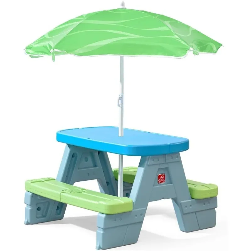 Sun & Shade Kids Picnic Table with Removable Umbrella – Indoor/Outdoor Kids Picnic Table Seats Four – Easily Assembly