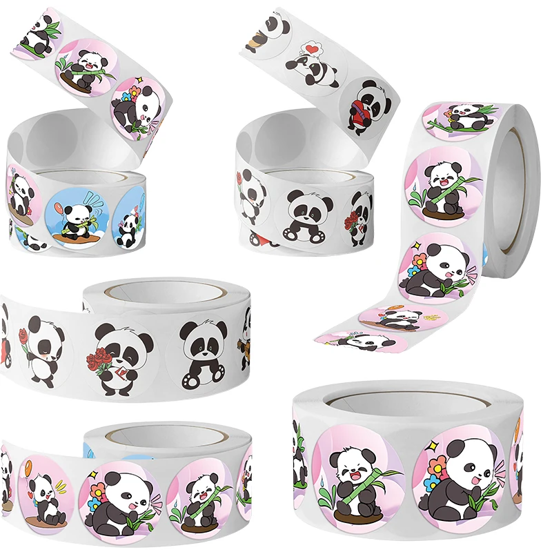 

500pcs Panda Cute Cartoon Mobile Phone Stickers Reward Sticker for Kids Gifts Wrapping Decor Envelope Labels Stationery Stickers
