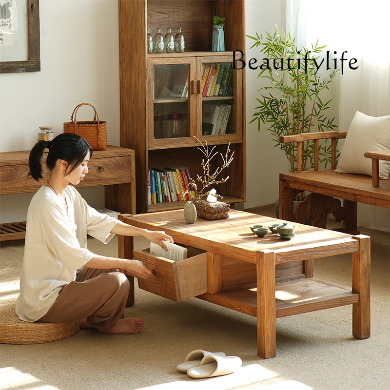 

Nordic Mid-Ancient Style Solid Wood Tea Table Household Minimalist Low Table