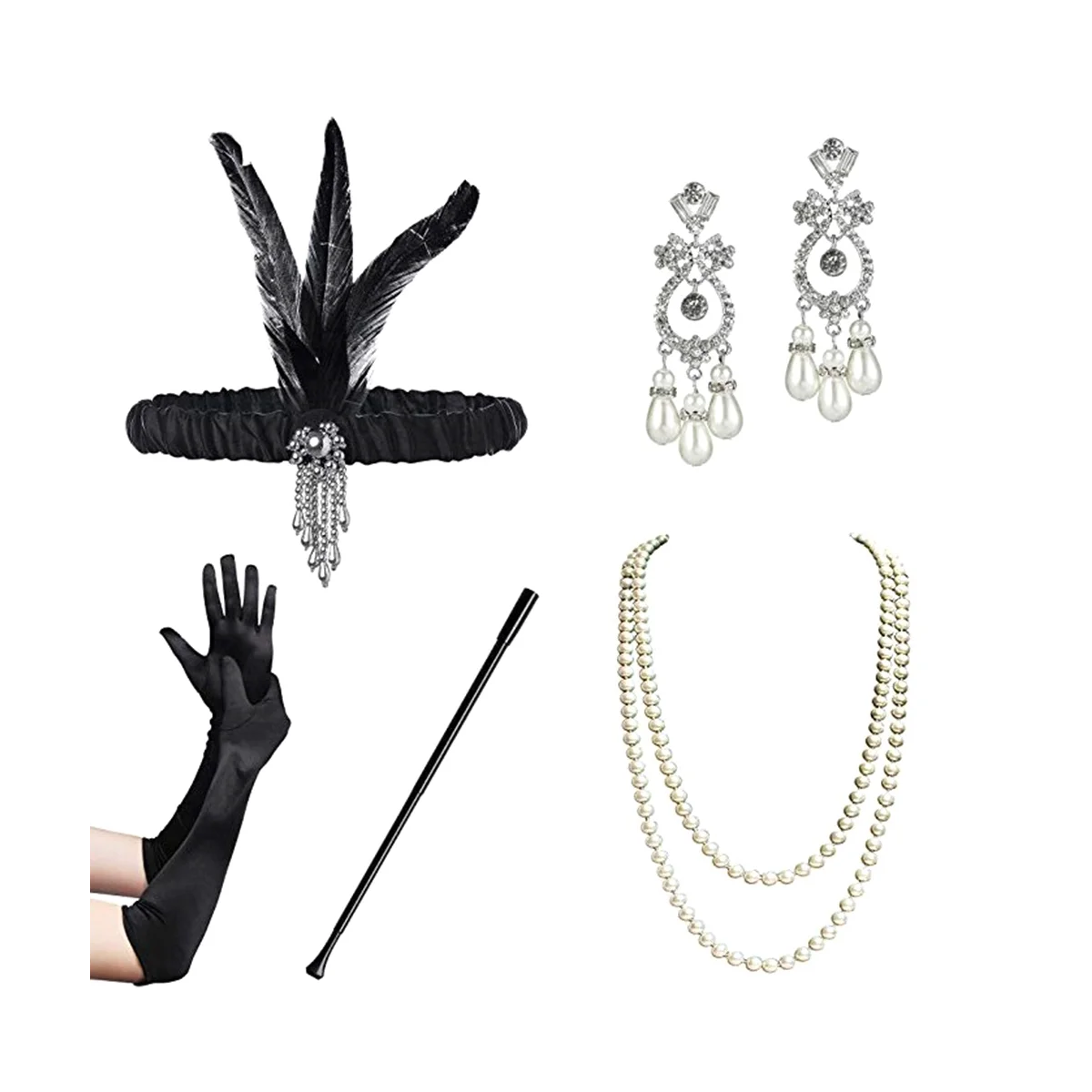 

Women'S Accessories Gatsby Fancy Dress Accessories Flapper 20'S Charleston Girl Costume 1920S Set Feather