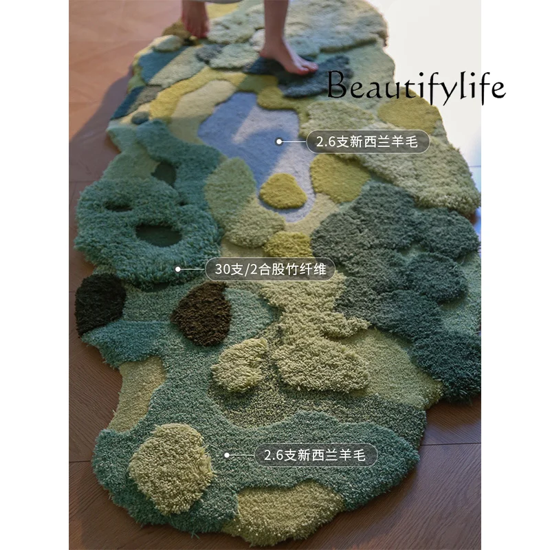 Z Handmade High Fluff Forest Mountains Natural Comfortable Wool Irregular Bedroom Balcony Bedside Carpet