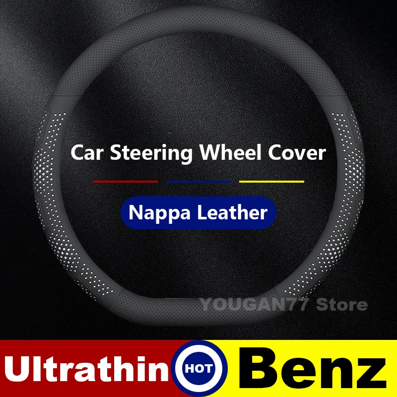 

Leather Car Steering Wheel Cover For Mercedes-Benz EQA EQB EQC GLC GLE C-Class E-Class EQS EQE Auto Steering Wheel Accessories