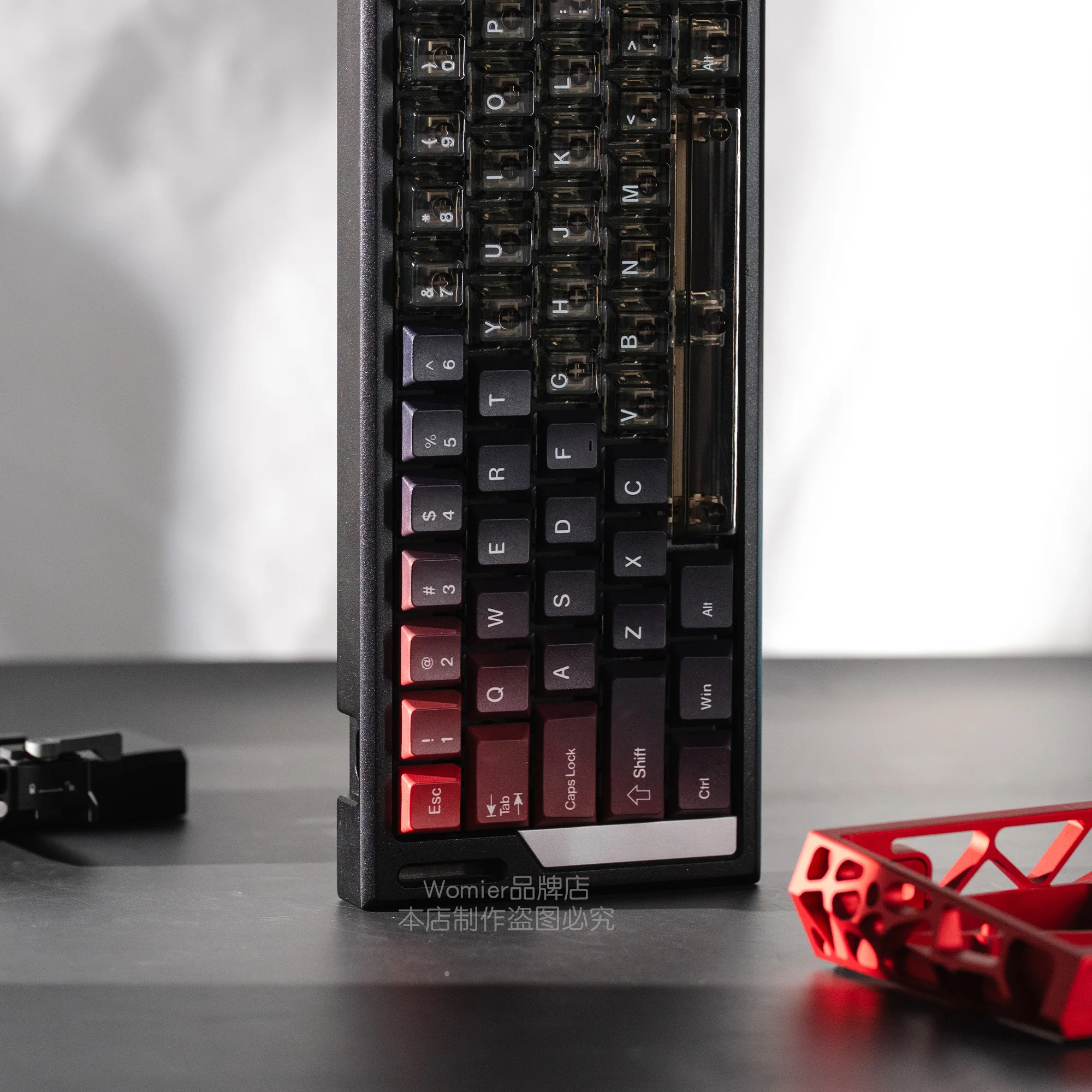 

Black and Red Transparent Keycap Customized PBT + PC Adapted 68/87/108 Keys Personalized Mechanical Keyboard Cap
