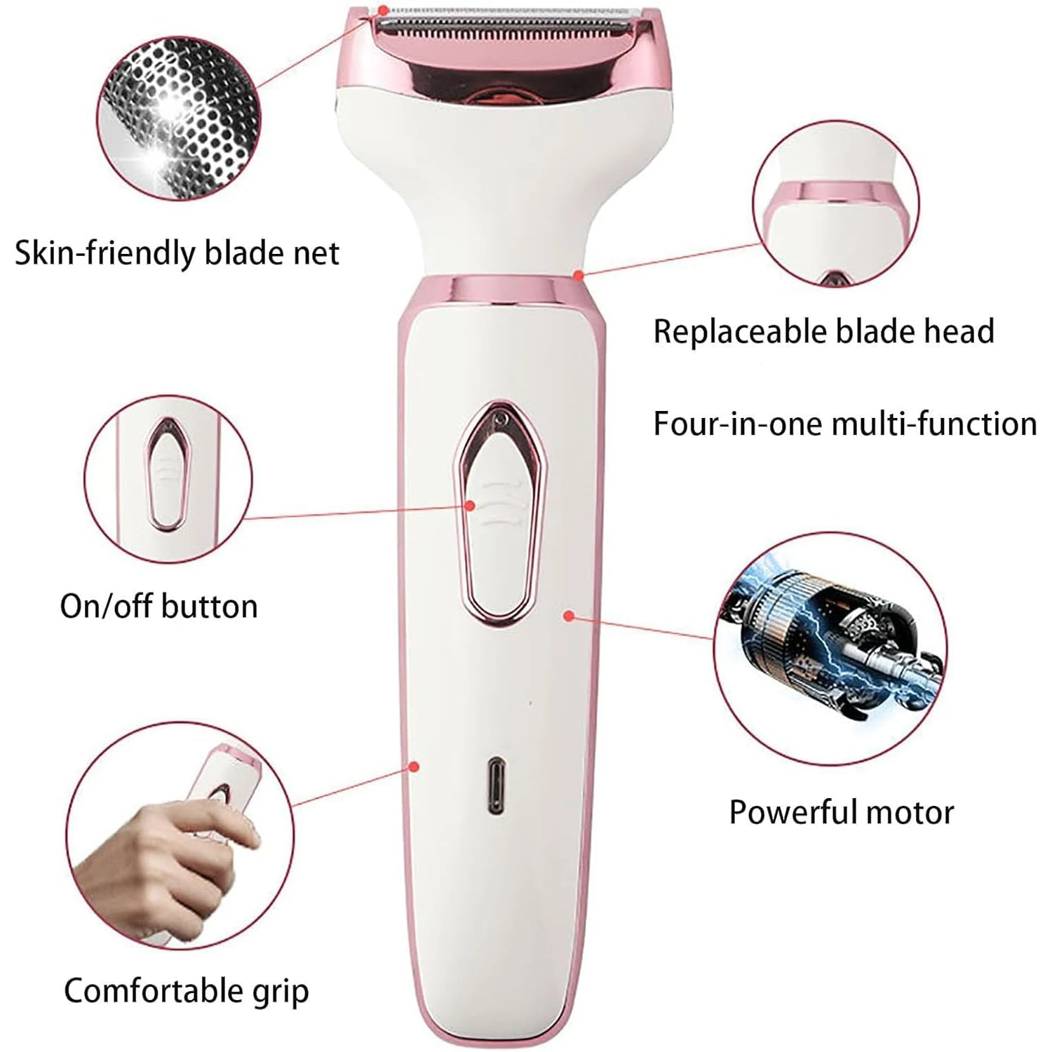 Women Electric Shavers Razors on Leg Armpit Epilator Nose Hair Remover Facial Body Bikini Eyebrow Beard Mustache Women Trimmer