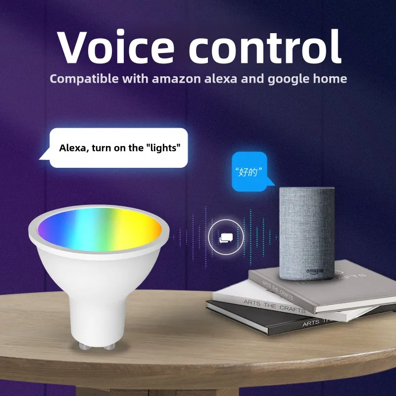 WiFi Tuya Smart Home LED Spotlight: RGBCW Color-Tunable, App & Voice Controlled, Timing Function, GU10 Light Cup
