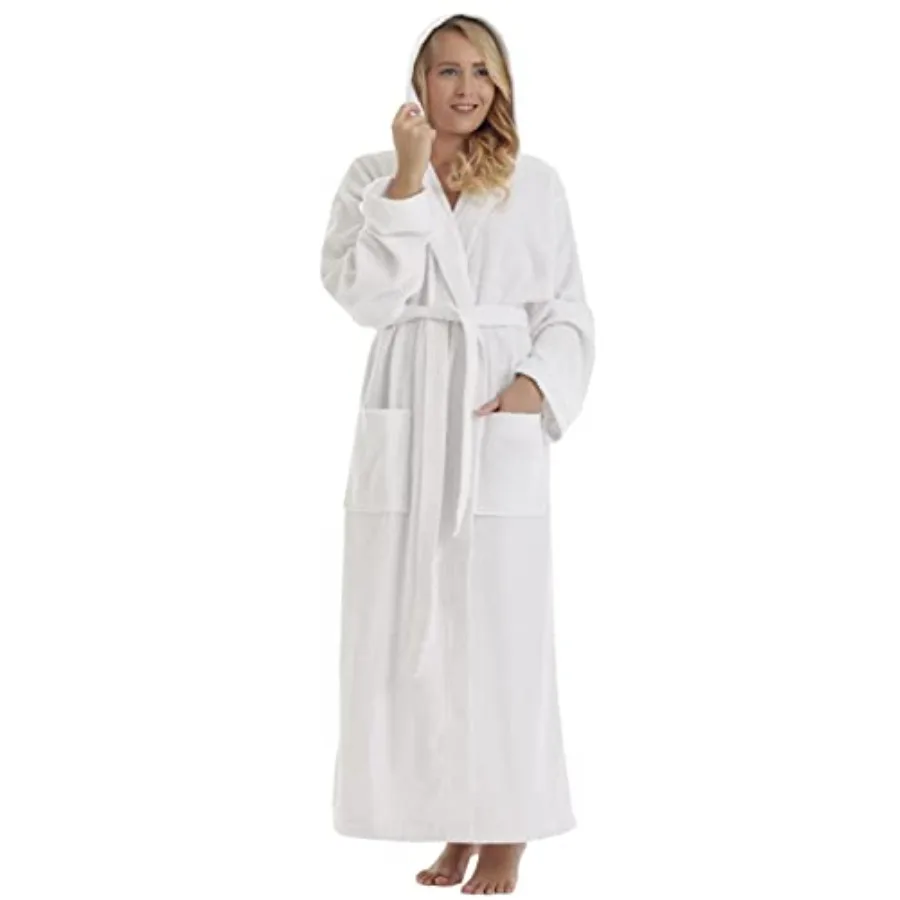 

Arus Women's Pacific Hooded Turkish Cotton Bath Robe with Full Length Options
