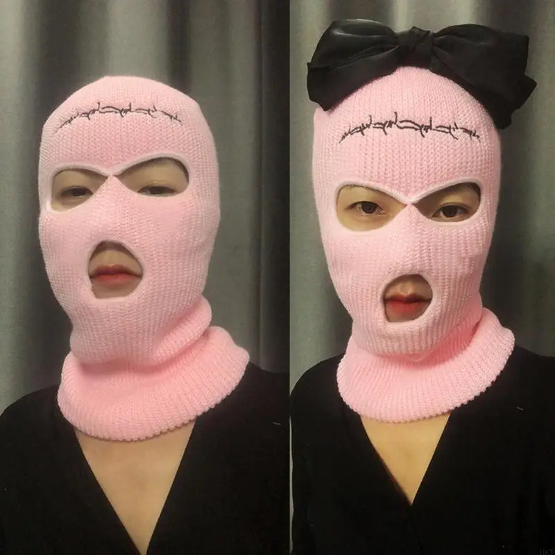 قناع متماسك من 3 فتحات لكامل الوجه، قبعة محبوكة غير لطيفة للأقنعة الشتوية في الهواء الطلق #1