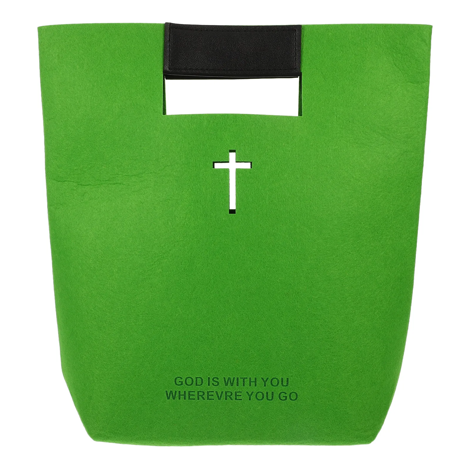 

Bible Tote Bag Large Capacity Pu Handle Cross Design Felt Shopping Church Pouch Religious Gift For Bible Study Travel School Use