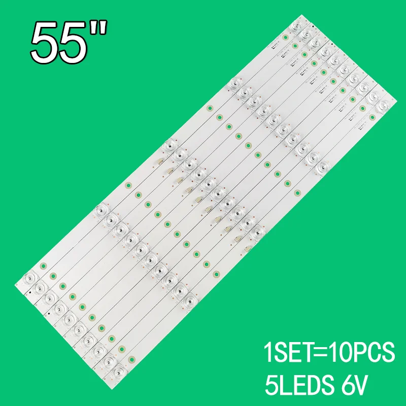 

10pcs=1tv 5LED 6V 532mm For 55" LCD TV MS-L1543 V2 A3 188-192LM CX550DLEDM E469119 188-192LM 6.6-6.8V Contex LE-5529ST