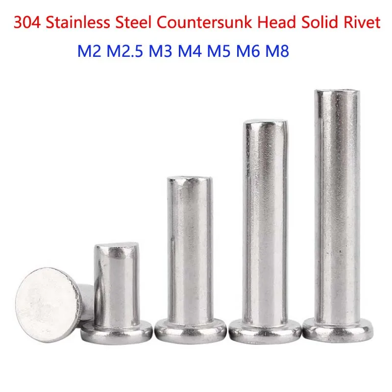 304 Stainless Steel Countersunk Head Solid Rivet ( Striking Type) Self Plugging Knock-on Flat Head Rivet M2 M2.5 M3 M4 M5 M6 M8