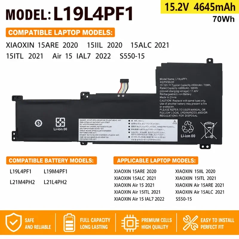 Applicable to Lenovo Xiaoxin Air15IIL/15ITL/15ARE IAL7 L19C4PF1 L19L4PF1 battery