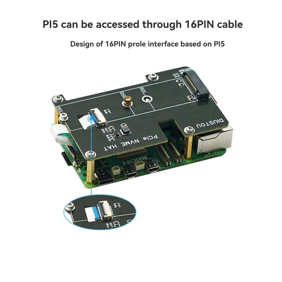 PCIe to M.2 M Key Adapter NVMe Expansion Board for Raspberry Pi 5 2230 2242 2280 M.2 M Key NVMe SSD Support PCIE Gen2JADD