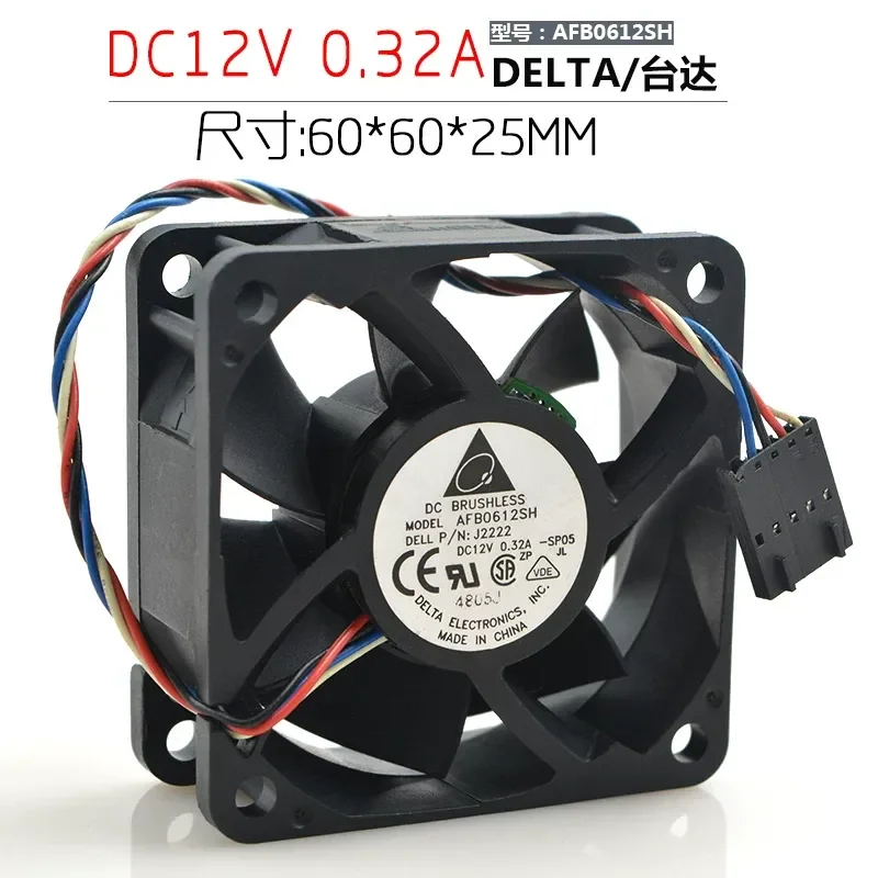 for Delta AFB0612SH 6025 12V 0.32A 6CM PWM Fan with Temperature Control High Airflow High Performance Cooling Fan