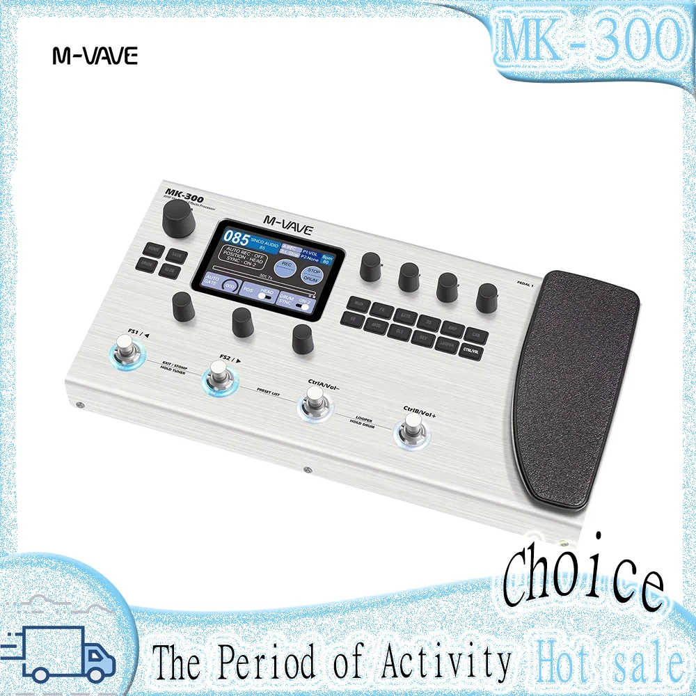 M-VAVE MK-300 Guitar Multi-Effects Processor Pedal 120AMP Looper+128 Drum 150s 11 FX Module Guitar Pedal MIDI Neural Modelings