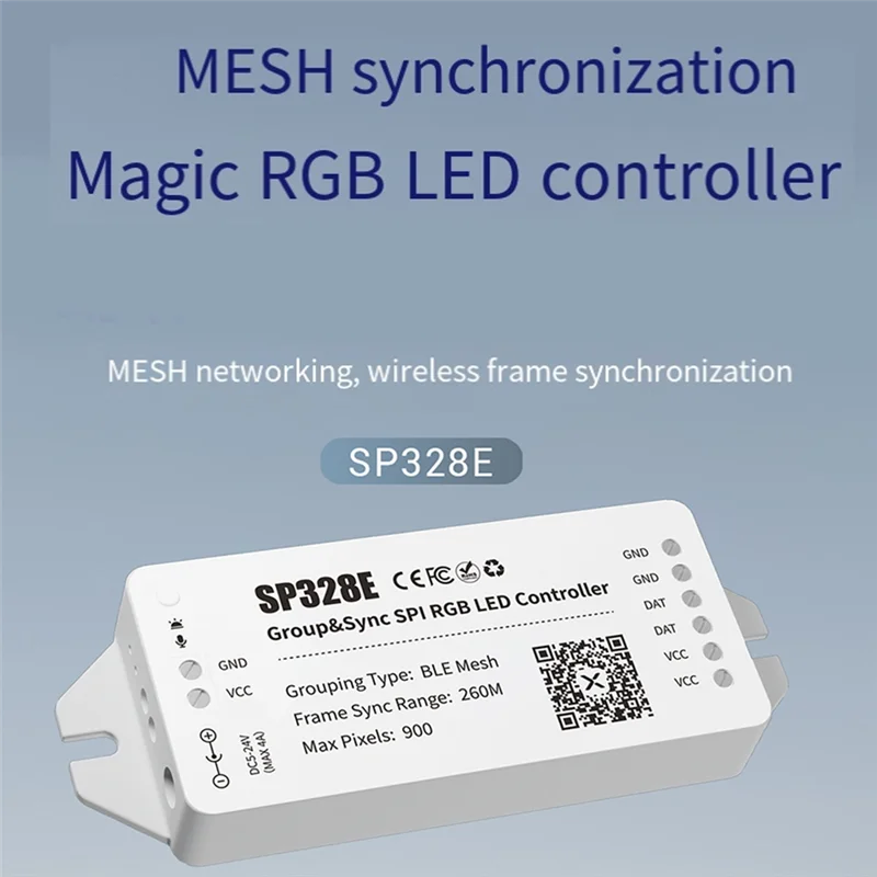 AA60-SP328E SPI LED تحكم مع شبكة بلوتوث APP اللاسلكية مكبر صوت أحادي مزامنة التحكم Foraddressable RGB Dimmer
