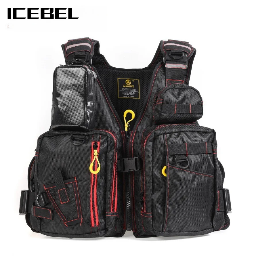 

ICEBEL Saltwater Fishing Vest with Built-In Buoyancy, Breathable Mesh Back for Pier/Jetty/Rock Jigging & Rescue Safety