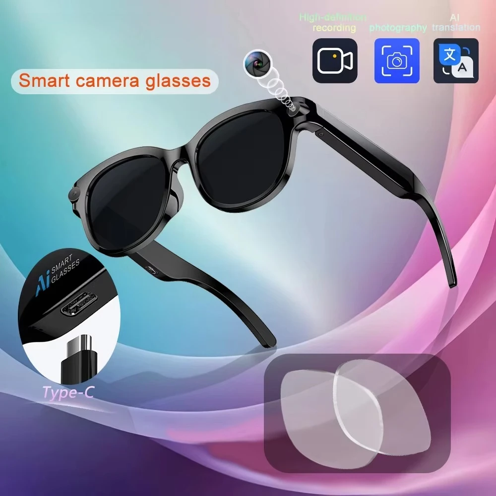 

AI Smart Glasses HD Camera Bluetooth Call AI Translation Music Control Object Recognition 290mAh Smart Wearable