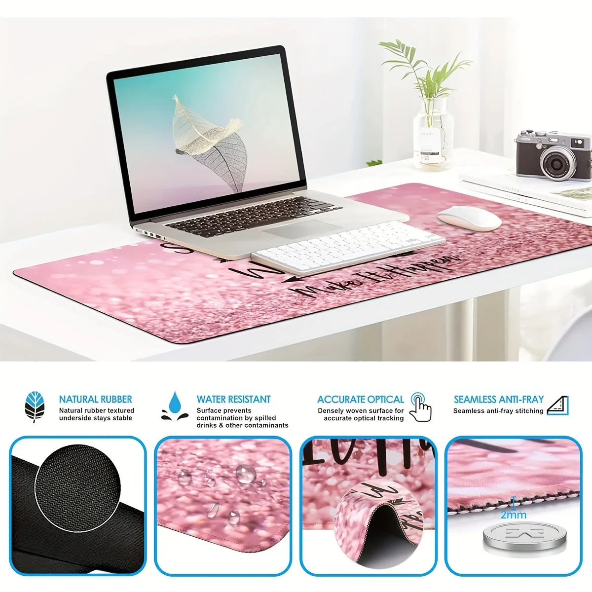 Pink Stay Positive Mouse pad Expansion Mouse pad 900x400MM XXL Large computer keyboard pad table mat Home office gaming work