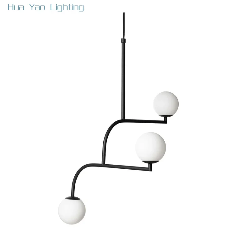 Lámpara colgante de cable Molecular giratorio de hierro negro mate nórdico/dorado con pantalla de bola de vidrio esmerilado LED colgante
