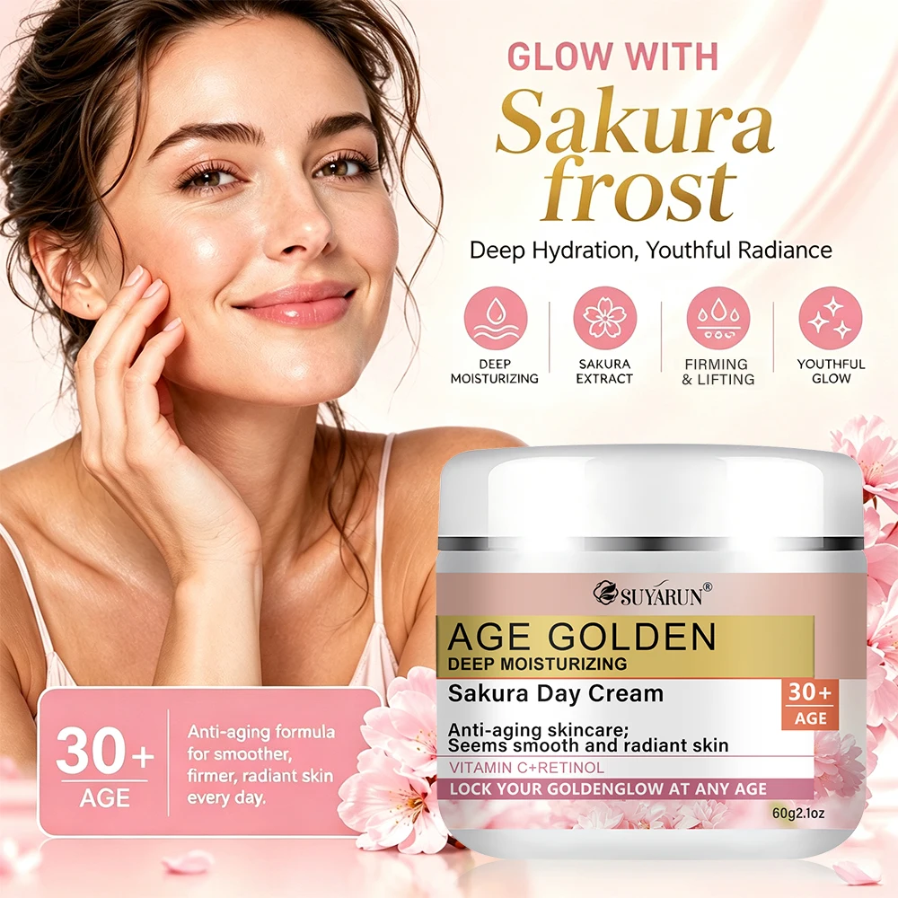 SUYARUN Cherry Blossom Face Cream Anti-Aging Deep Hydrating Moisturizing Firming Radiance Night Cream.