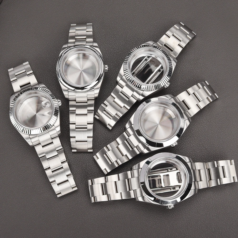 36mm 39mm Watch Case Bracelets Sapphire Glass Part For Seiko NH35 NH36 Miyota8215 Movement 28.5mm Dial Stainless Steel Oyster DJ