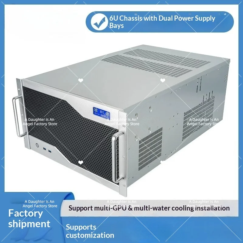 6U Industrial Control Chassis 4090 Graphics Card 12 Slots Multi GPU Dual ATX Power Supply Water-cooled E-ATX Motherboard  Server