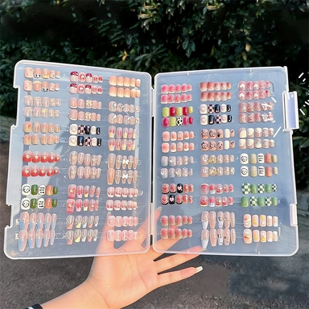 1Pc Transparent Large Capacity Fake Nails Storage Box Hold 480 Tablets Large Capacity Display Board DIY Simple Large Storage Box