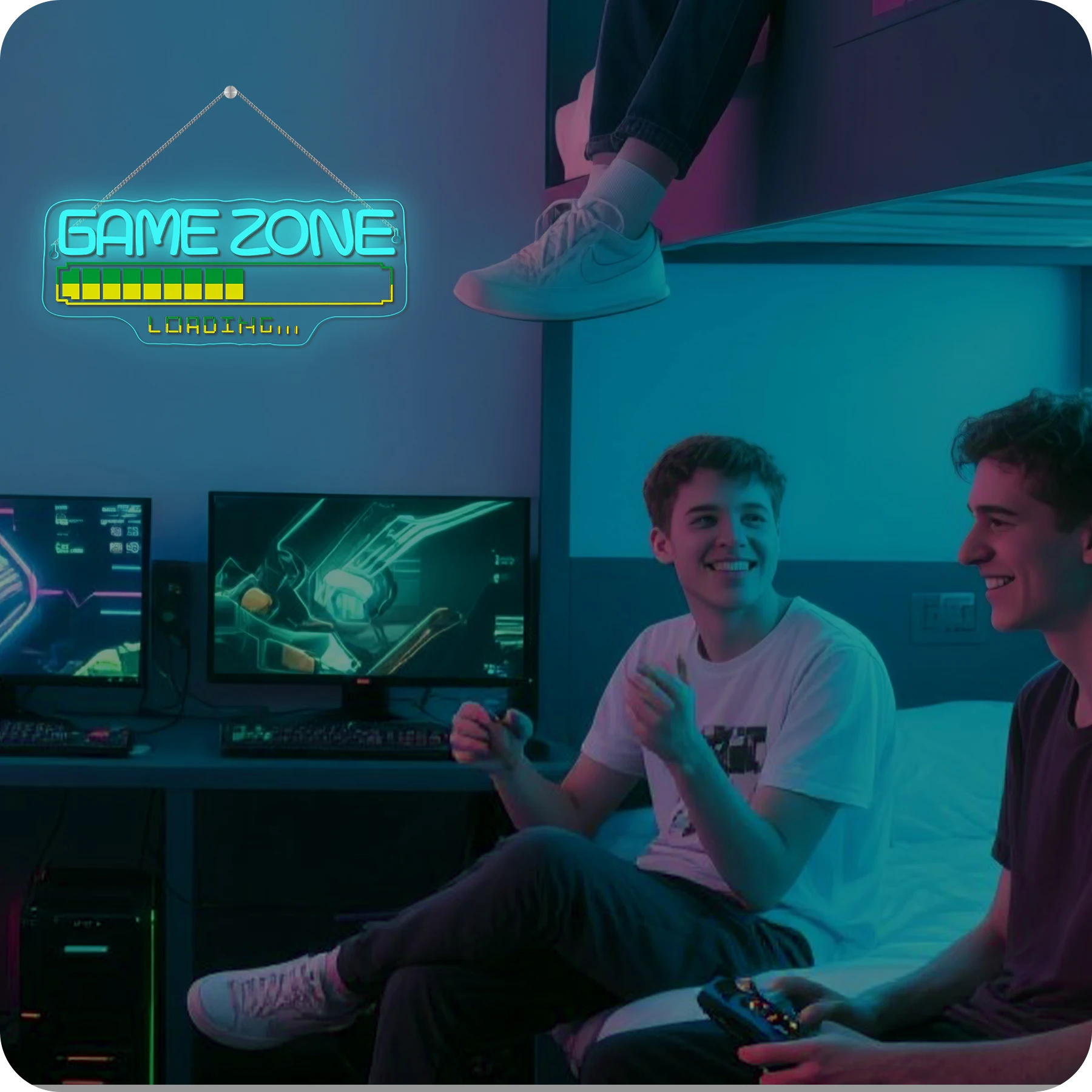 Game Zone Loading Neon Signs For Gaming Rooms Gamer Caves Decor USB With Dimmable Arcade Style Lighting Gift For Game Enthusiast
