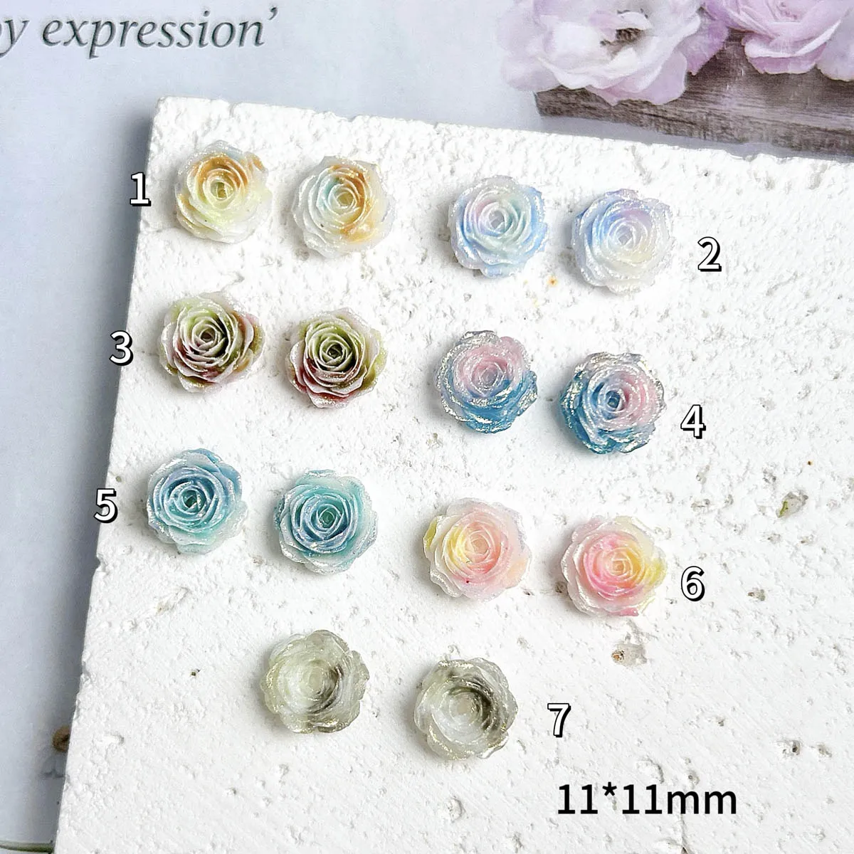 Breloques pour ongles en résine Rose lumineuse, plusieurs couleurs, 3D, fleur Fine et brillante de rêve, décorations pour Nail Art, boucles d'oreilles, matériaux pour ongles, DIY