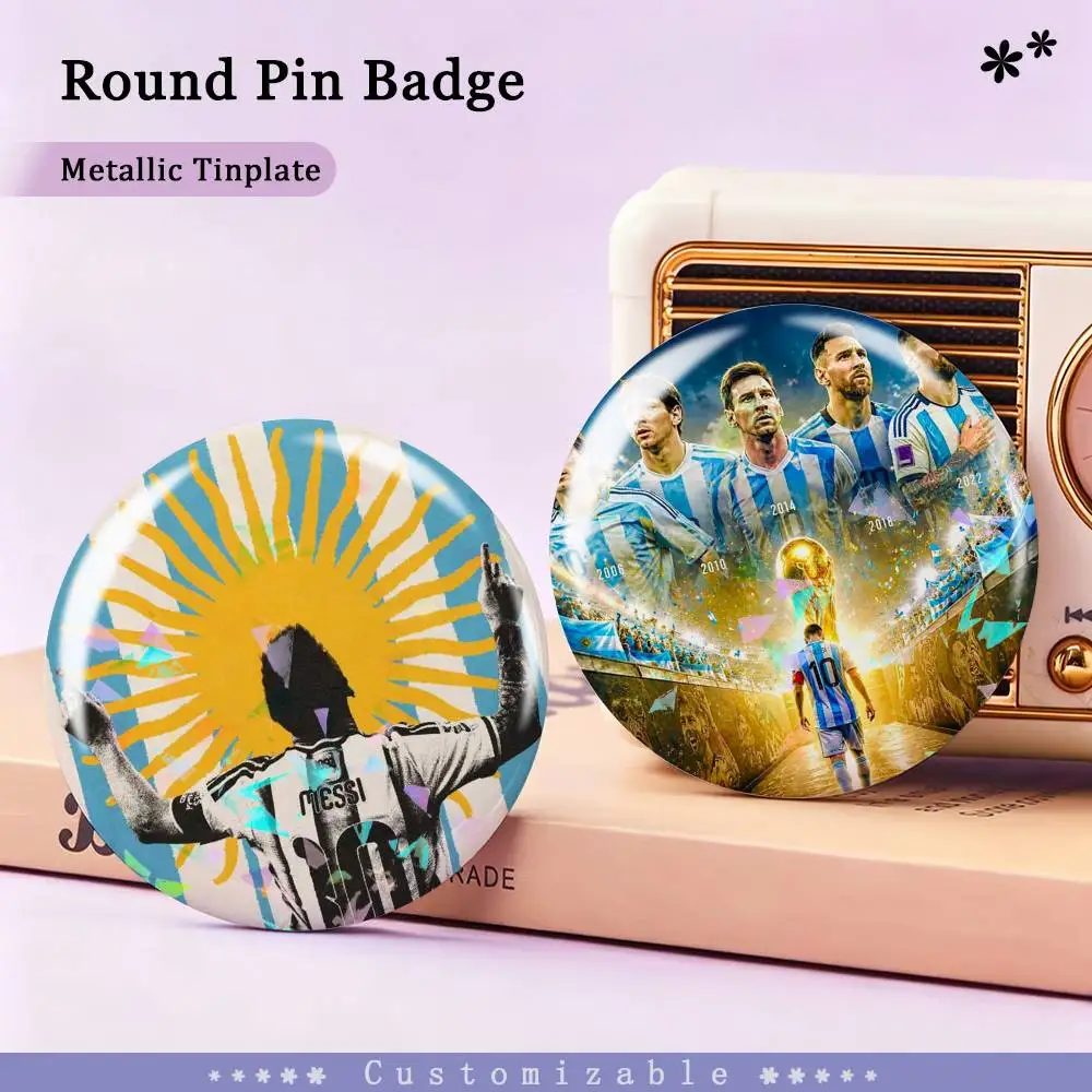 So Cool L-Lionel M-Messi Custom Tinplate Round Button Badges Pins Brooches for Clothes Backpack