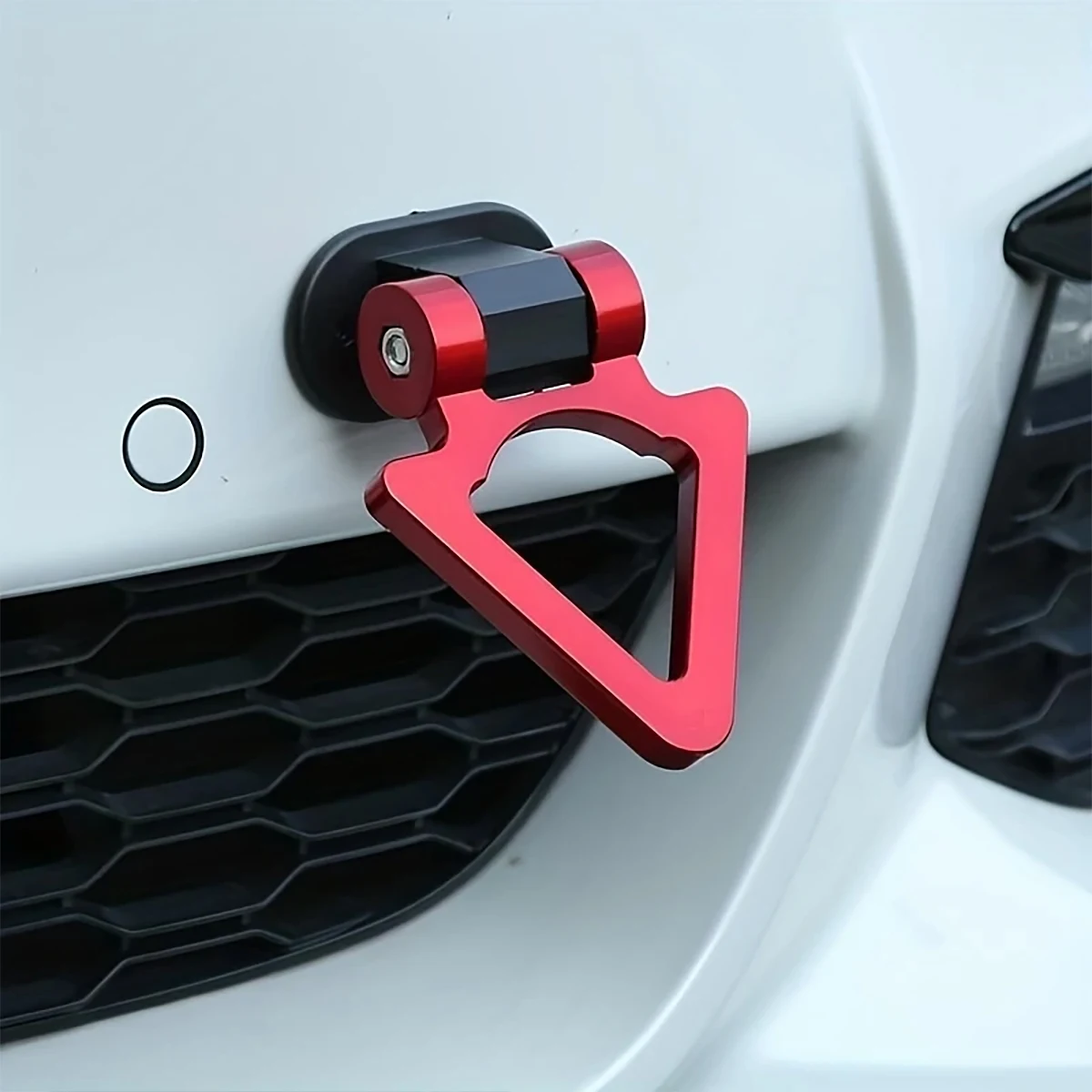 Car Triangle Shaped Tow Hook Decorations, Trailer Hook Sticker for Car Exterior, ABS Self-Adhesive Trailer Towing Hook Charms