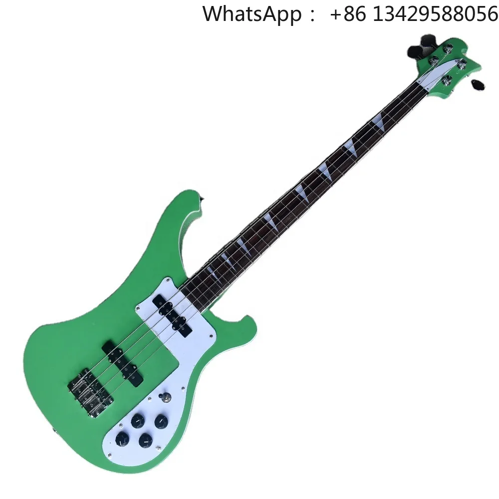 Flyoung Light Green Electric Bass Guitar with 4 Strings Custom Made