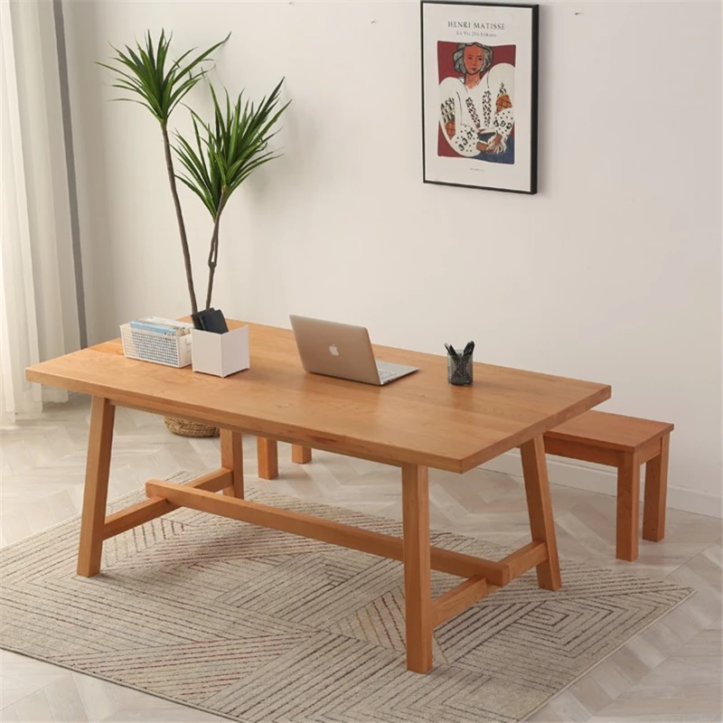 طاولة طعام من الخشب الصلب الاسكندنافي، طاولة طعام مستطيلة لغرفة المعيشة المنزلية، طاولة اجتماعات بسيطة لطاولة العمل #4