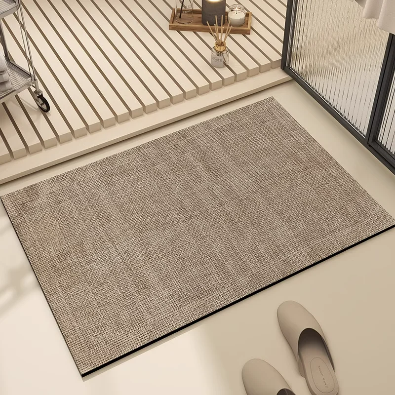 Pure Color Bathroom Kitchen Home Use Anti-Slip Quick Dry Mat Door Mat Floor Rug Natural Rubber Machine Weaving Process