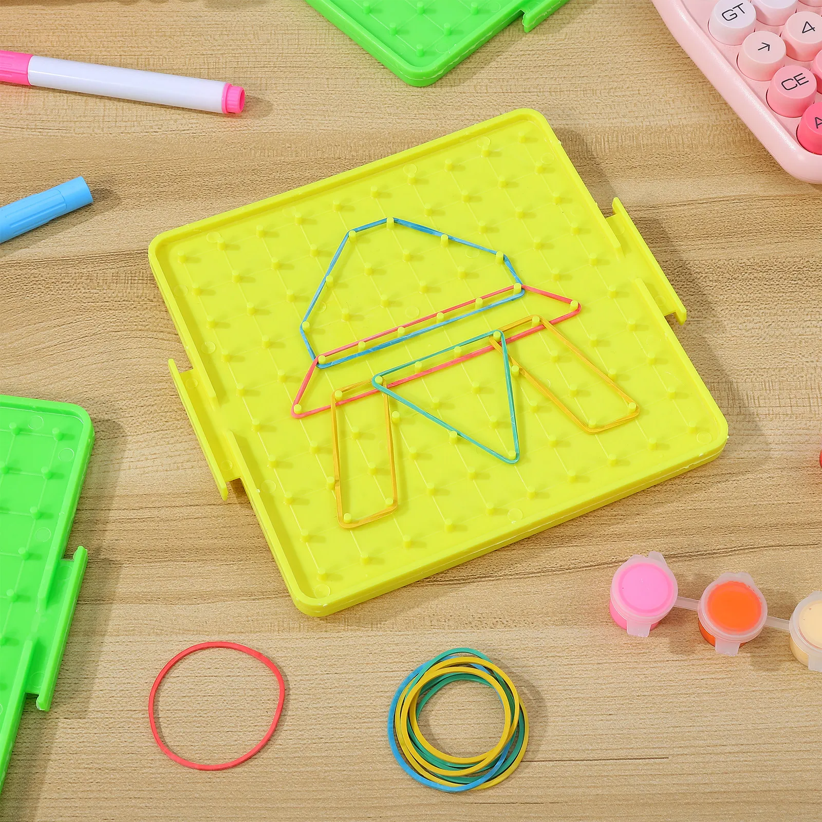 4Pcs Plastic Pegboard Geoboard Nail Plate for Elementary Math Education Creative Shape Building Problem Solving Hand Eye